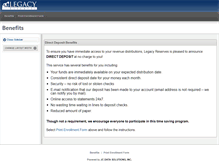 Tablet Screenshot of legacydirectdeposit.com